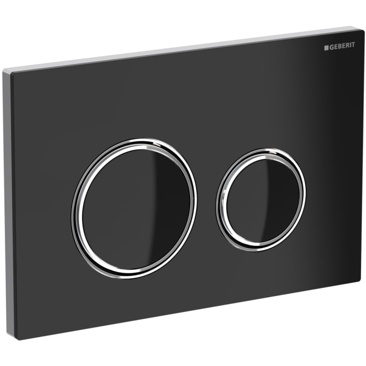 Geberit Sigma 50 Round betjeningsplate, sort glass/krom