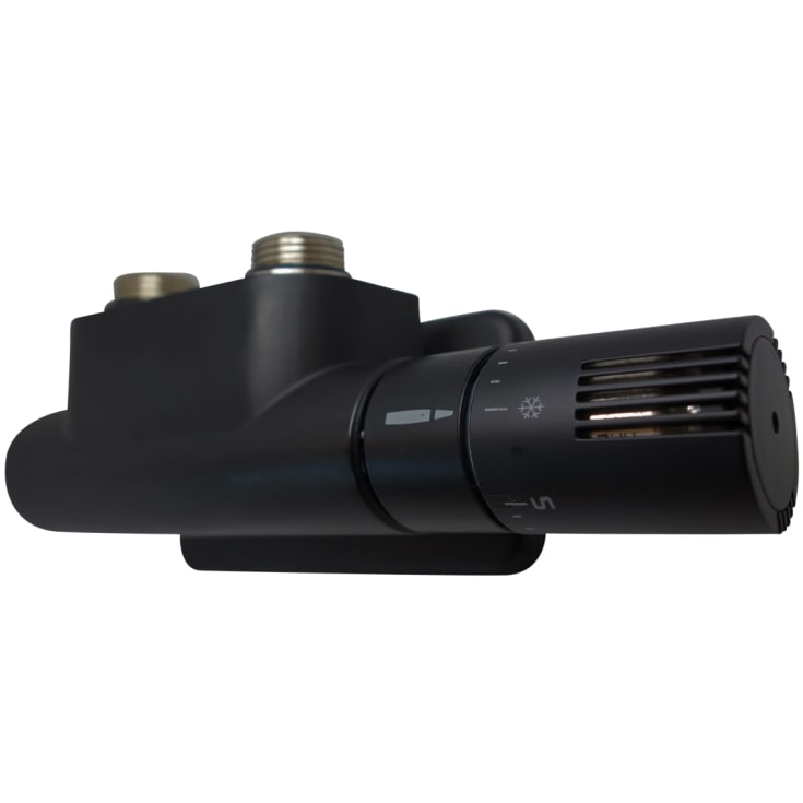 Kriss Twin Rum ventilsett høyre vinkel m/romtermostat, matt sort