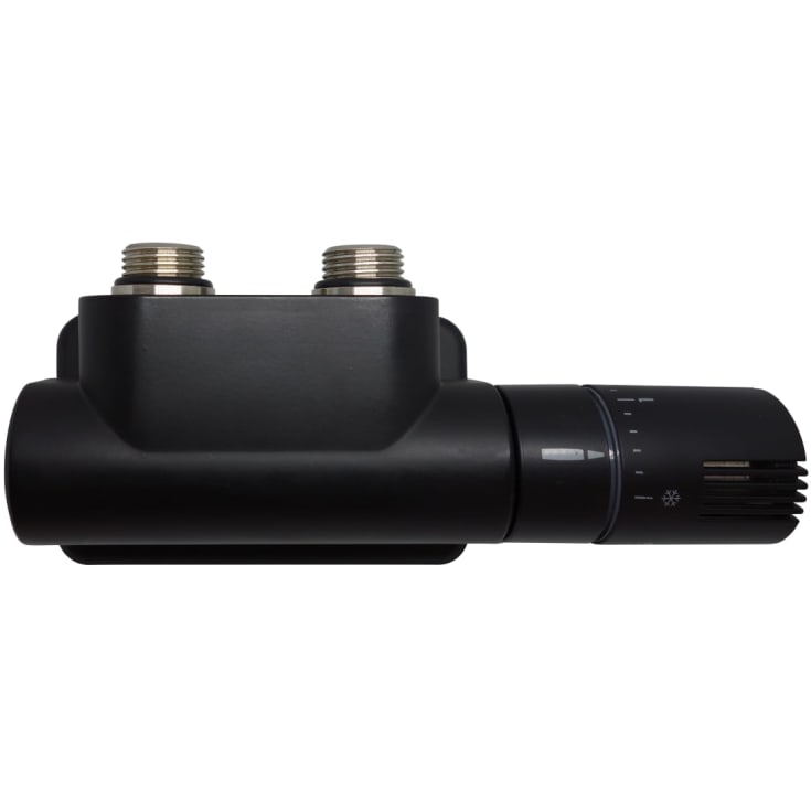 Kriss Twin Rum ventilsett høyre vinkel m/romtermostat, matt sort