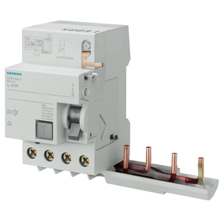 RC HPFI-blokk for 5SY 40A, 4P, 30mA, korttidsforsinket, type A