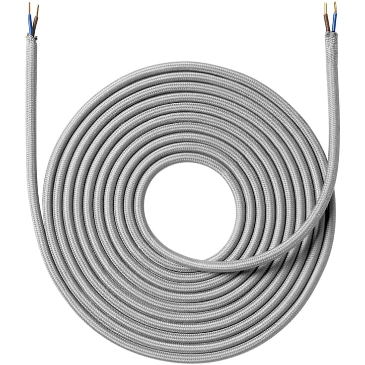 Nielsen stoffledning 2x0,75 mm², 4 meter, lysegrå