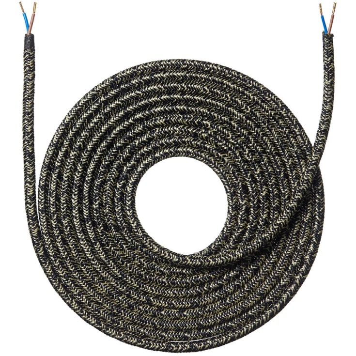 Nielsen stoffledning 2x0,75 mm², 4 meter, melert svart