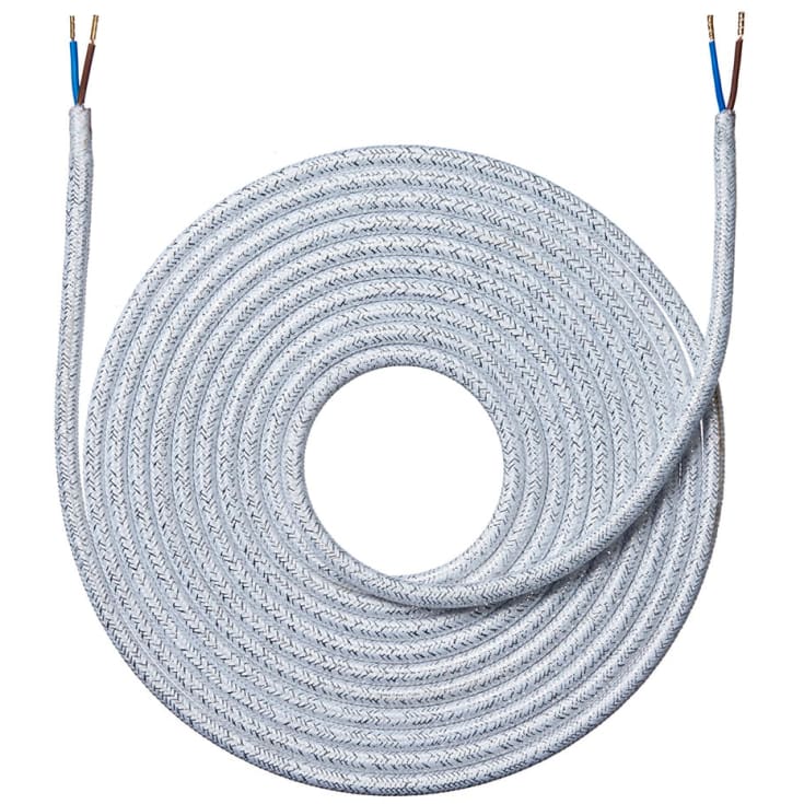 Nielsen stoffledning 2x0,75 mm², 4 meter, skinnende hvit