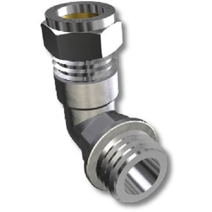 Kompresjons-vinkel m/nippel, krom, 10 mm x 1/2"