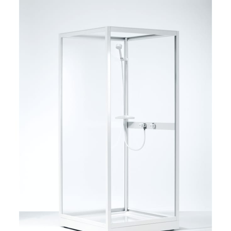 Contura Shower Next NK 80 x 80 cm, Hvitlakkert overdel m/prikket styren uten kabinekar