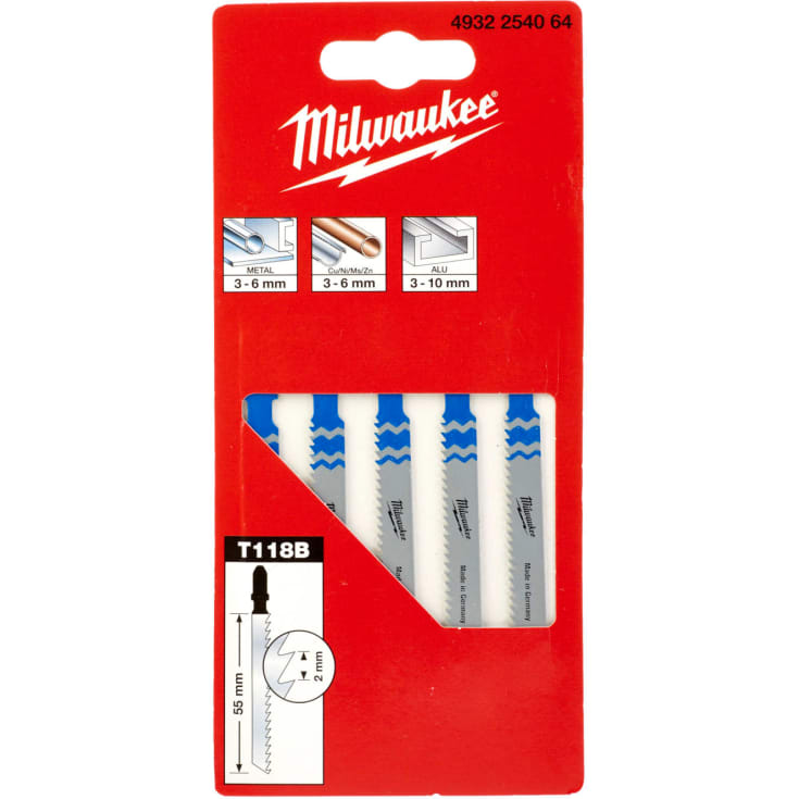 Milwaukee T118B stikksagblad for metall og aluminium, 55 mm, 5 stk