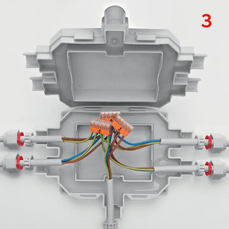 Raytech Koblingsboks med gel 210x155x45 mm, 5 innganger, med 2 rom