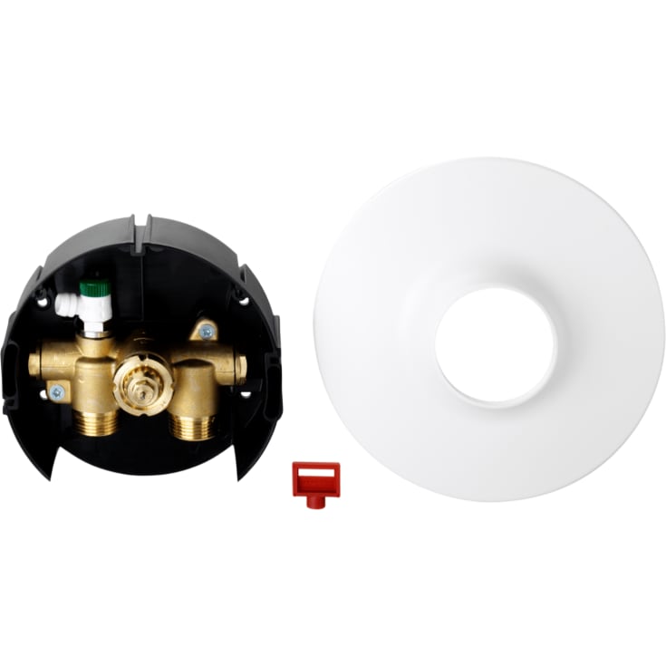 Danfoss innbygningsventil for vegg, til retur termostater hvit, eks. termostat