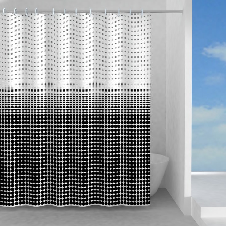 Hefe Illusion dusjforheng, 120x200 cm, hvit/sort