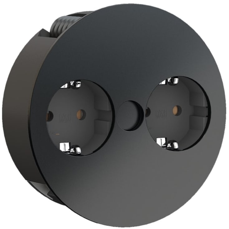 Vrikontakt 2 x Schuko, halvmatt svart