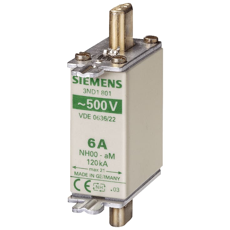 3 stk Sikring NH 00-AM 63A, AC 500V, 3ND1822