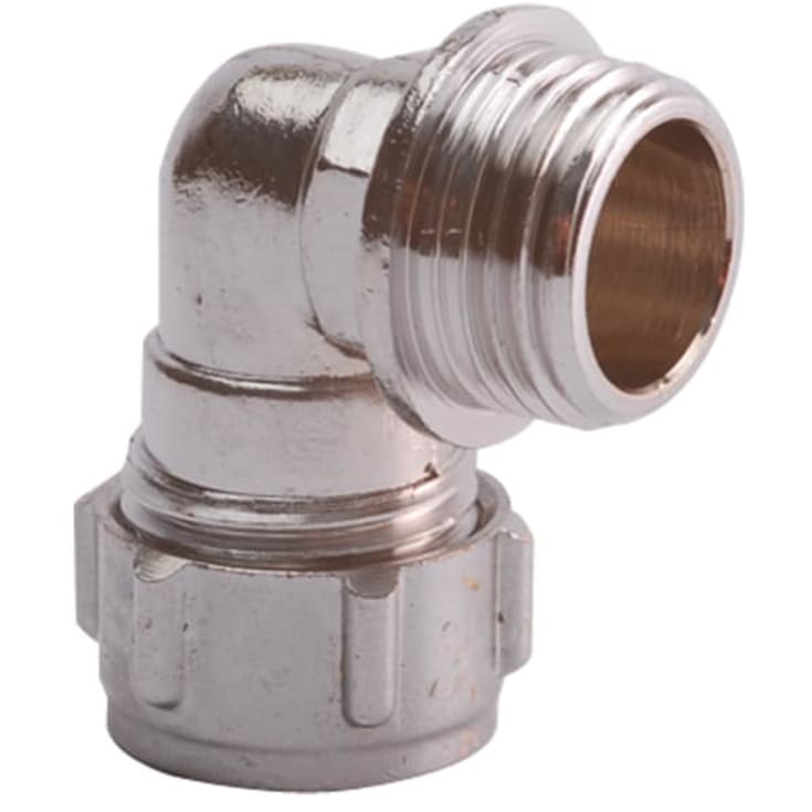 Kompresjons-vinkel m/nippel, krom, 10 mm x 1/2"