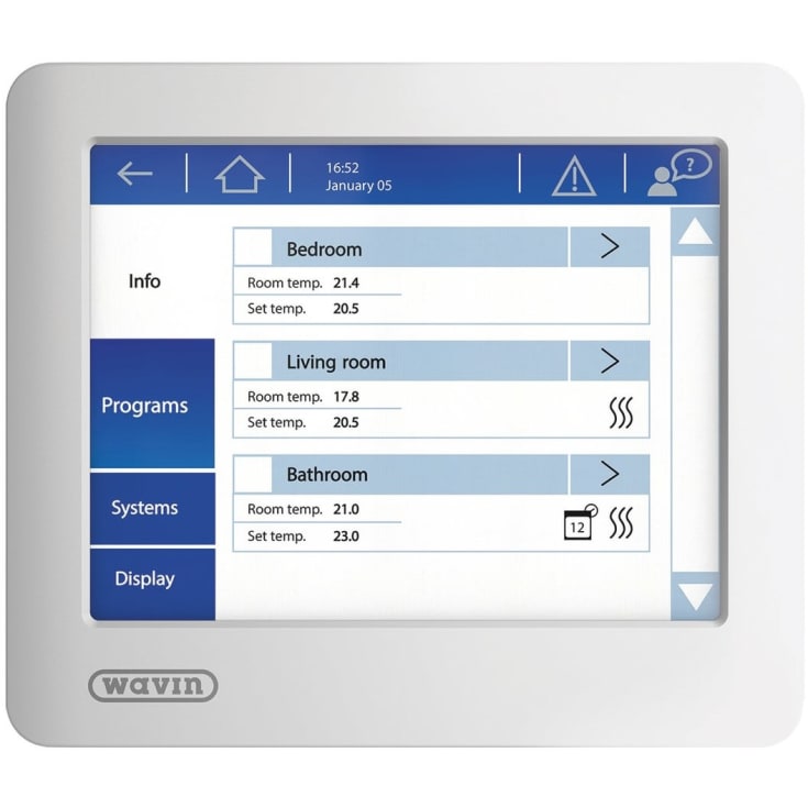 Wavin Sentio LCD-display til gulvvarmestyring, hvit