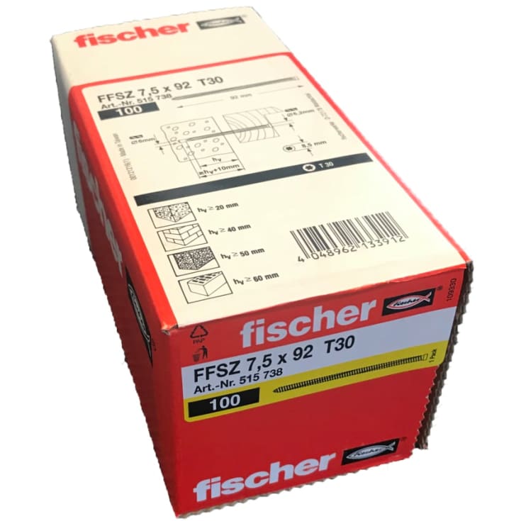 Fischer karmskrue FFS u/hoved 7,5 x 92mm 100stk.