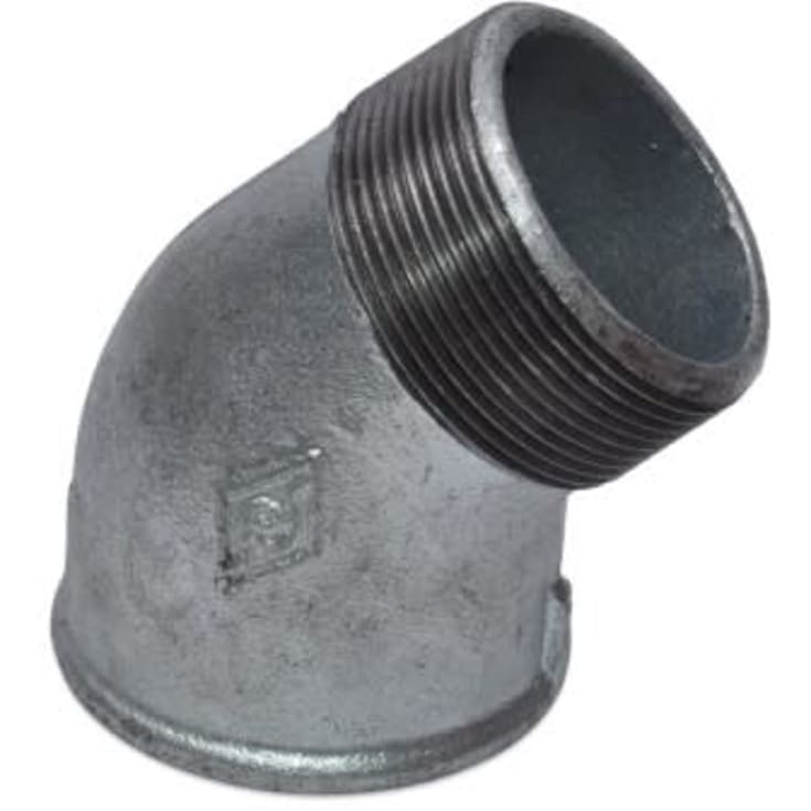 Galvanisert vinkel, muffe/nippel 1 1/2" - 45°