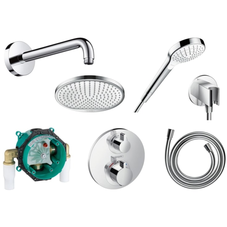 Hansgrohe Ecostat S brusesæt, krom/hvid