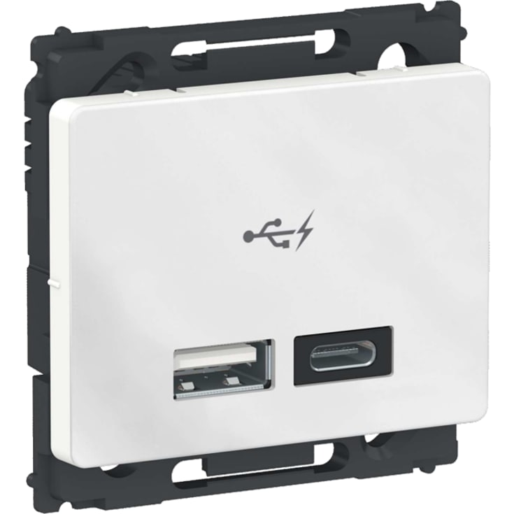 Opus66 2 x USB lader type A+C, 2,4A, hvid