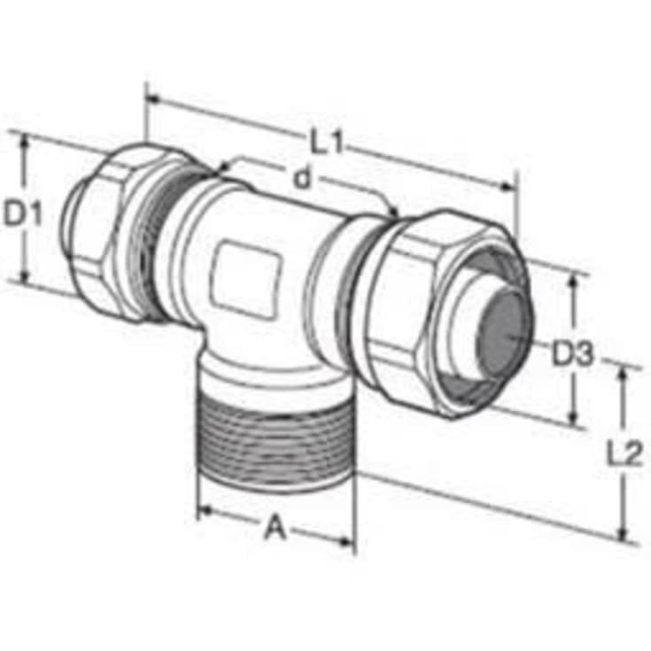 Imi TA pex tee 20 mm x 1/2" x 20 mm