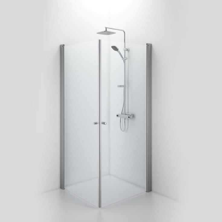 Contura Shower Space dusjhjørne, 79x79 cm, klart glass, aluminium profil