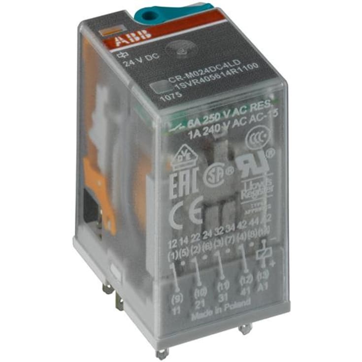 10 stk Stikkontaktrelé CR-M024DC4L, 4CO, 24V DC med led