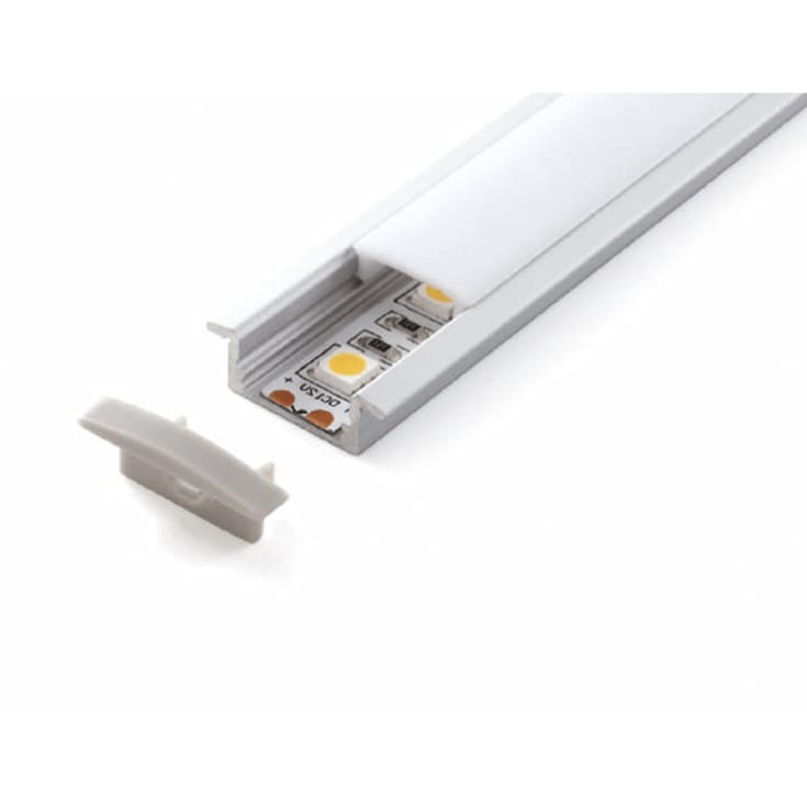 Alu Profil 1, indbygning, 2000 x 23,2 / 17,1 x 8 mm, alu/opal
