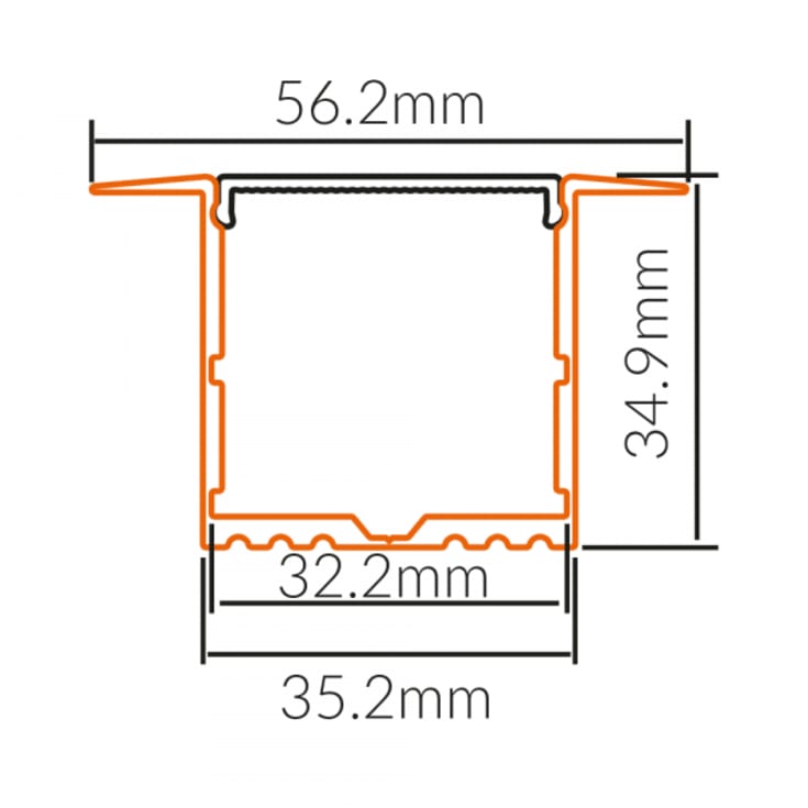 All Light aluminiumsprofil 17N, innfelt montering, 2 meter