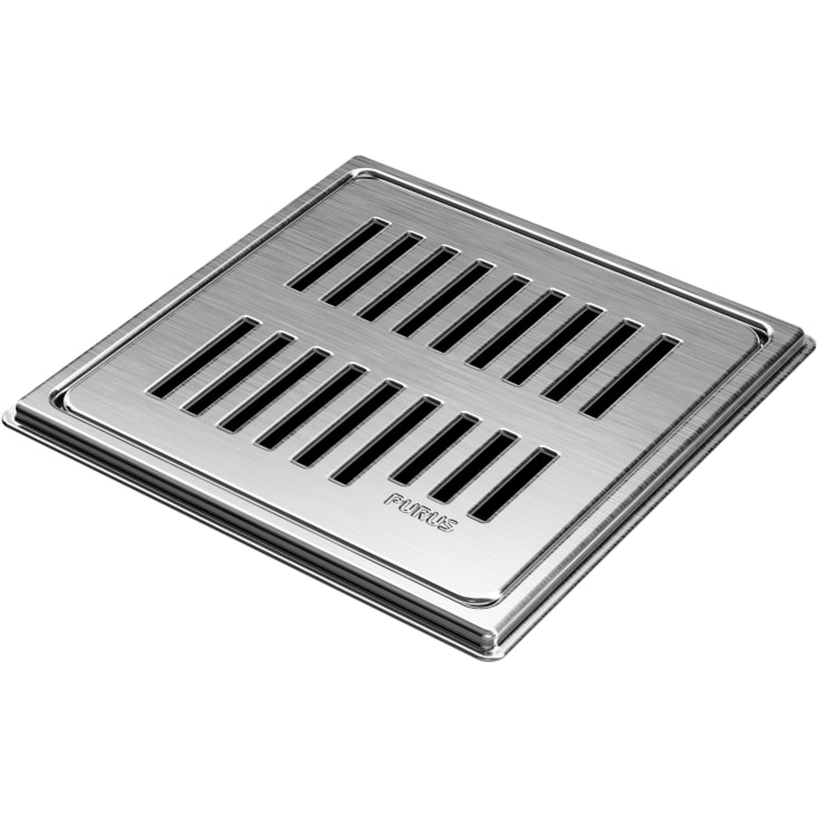 Purus Rib afløbsrist, rist og ramme, 150x150 mm, rustfrit stål