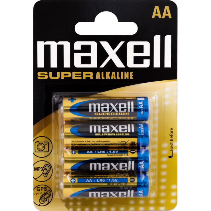 Maxell Super AA batterier, 4 st.