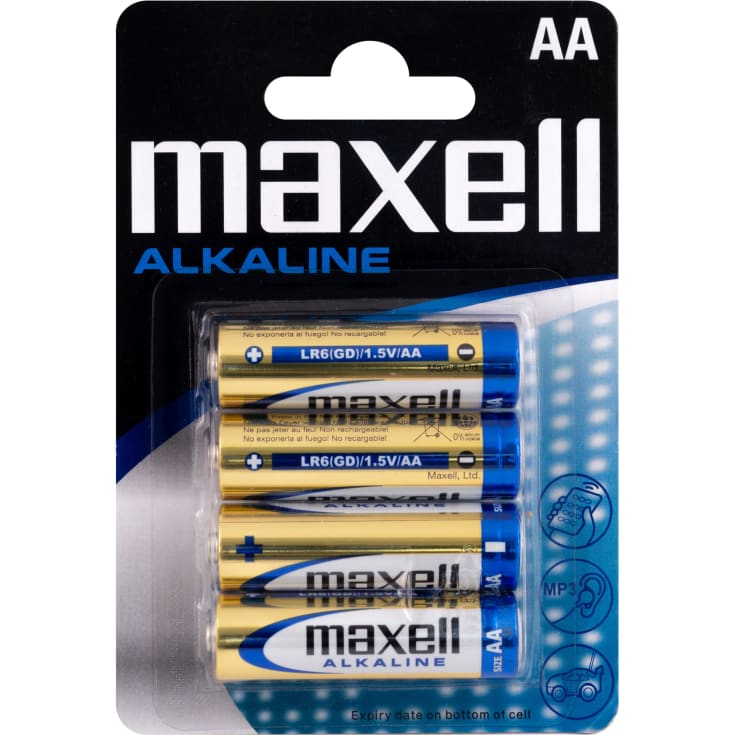 Maxell AA alkaline batterier - 4 stk.