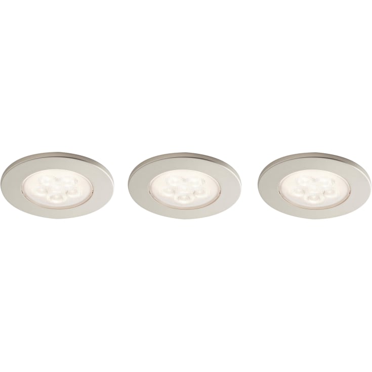 Loevschall ID ind-/påbygningsspots, 3-kit, 2,3W LED, stållook