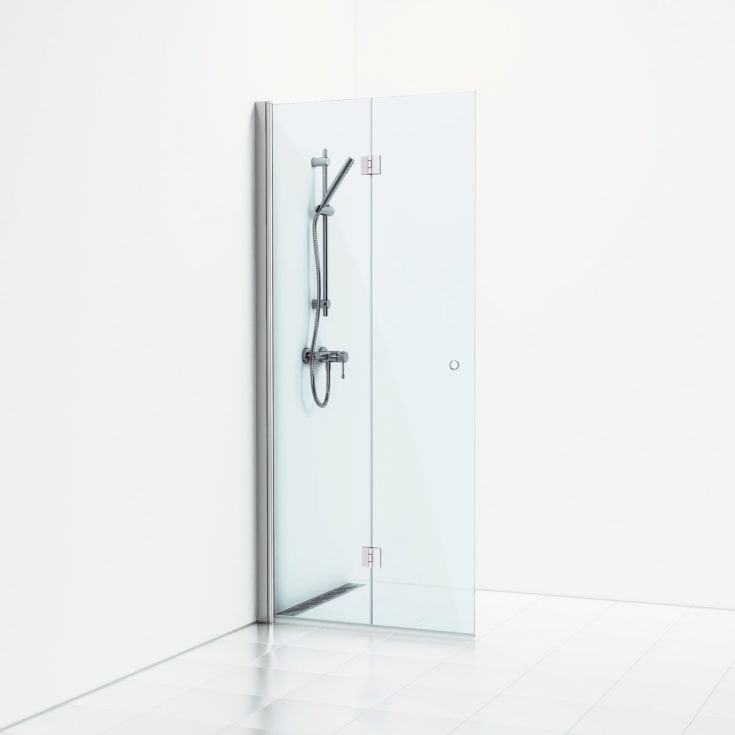 Svedbergs Skoga dusjdør, 86 cm, klart glass, blank aluminium profil