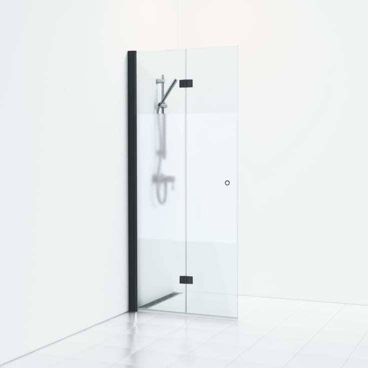 Svedbergs Skoga duschdörr, 76 cm, halvfrostat glas, matt svart profil