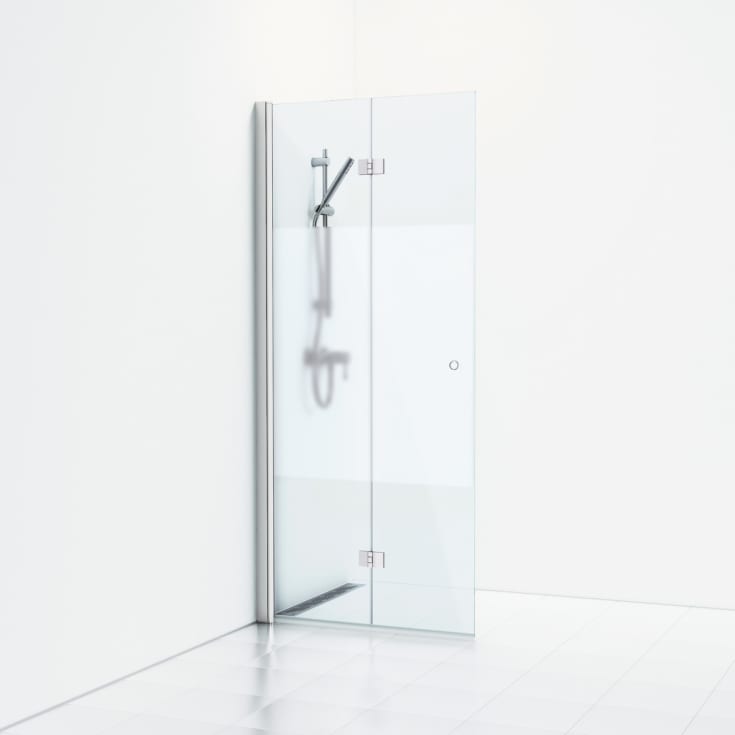 Svedbergs Skoga duschdörr, 76 cm, halvfrostat glas, matt aluminium profil
