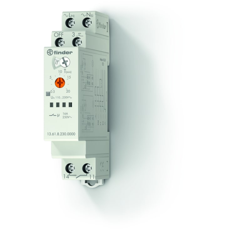 Bevegelsesrelé elektronisk, multifunksjon, 1 ende, 16A, 12-24V AC/DC