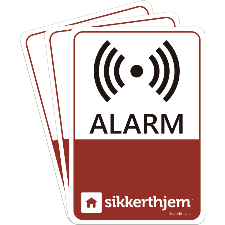 Sikkerthjem förebyggande larmklistermärken, 3 st