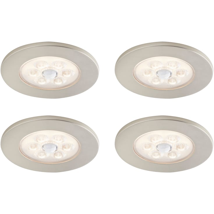 Loevschall ID downlight med sensor, 4-kit, 2,3W LED, stål look