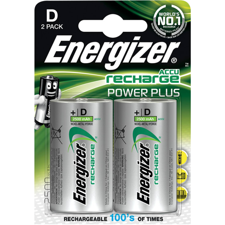Energizer oppladbart D / NH50 batteri, 2 stk.