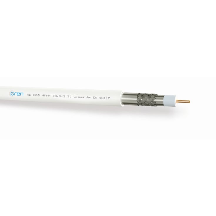 100 meter Antennekabel HD083, Ø5,5 mm, 0,80/3,6, hvid, S100