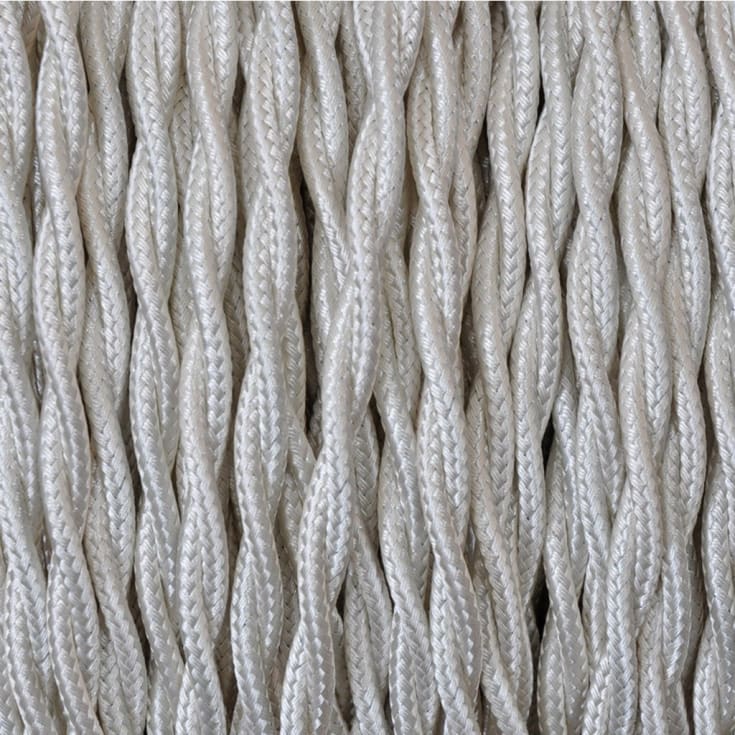 100 meter Lampsladd textil, vriden silver