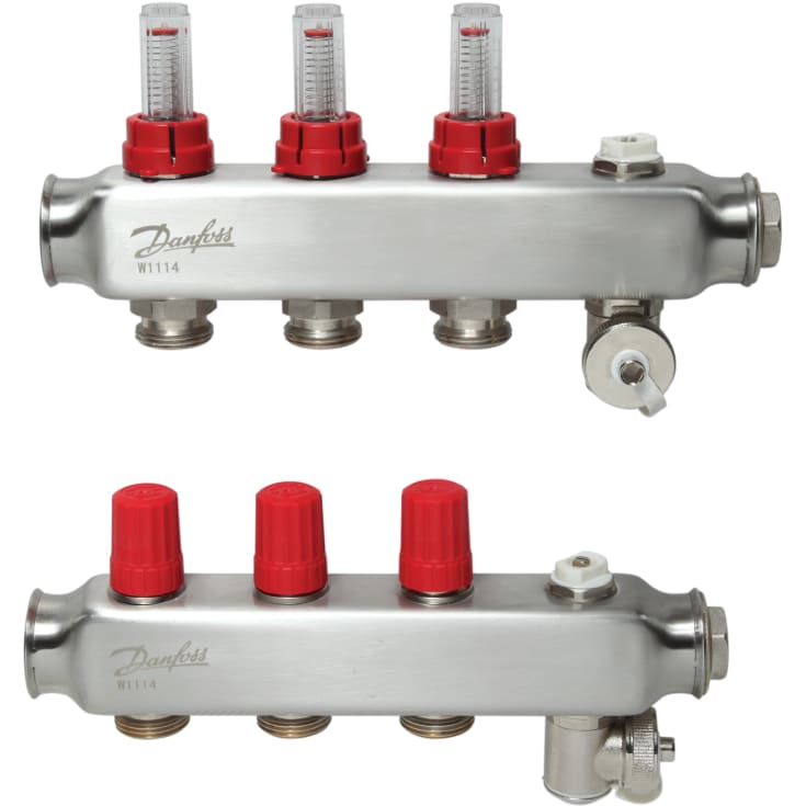 Danfoss SSM manifoldsæt 3+3 m/flowmetre og endestykke