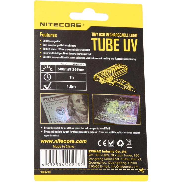 Nitecore UV lommelygte, USB