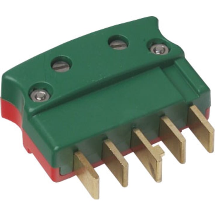 Plugg 3P+N+J 440V 16A rak okrossbar röd/grön