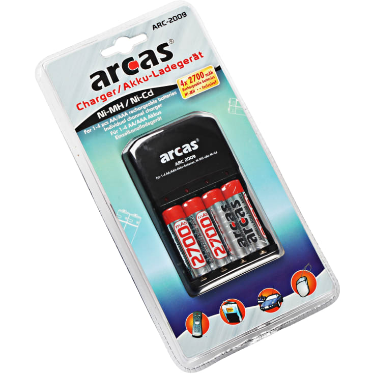 Batterioplader inkl. 4 stk AA batterier