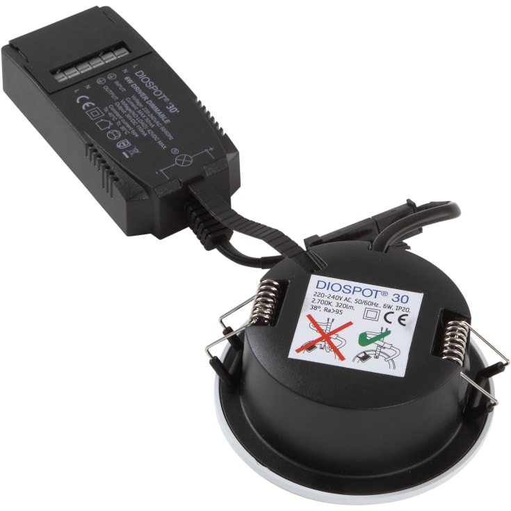 DIOSPOT 30 V.2 stålrund 6W 927 320lm 38°