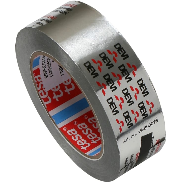 Aluminiumstape 38 mm x 50 meter med advarselstekst