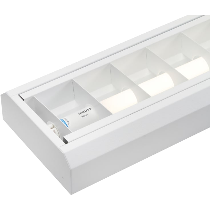 Lareno Modus kontorarmatur for 1 x LED rør i hvid gitter