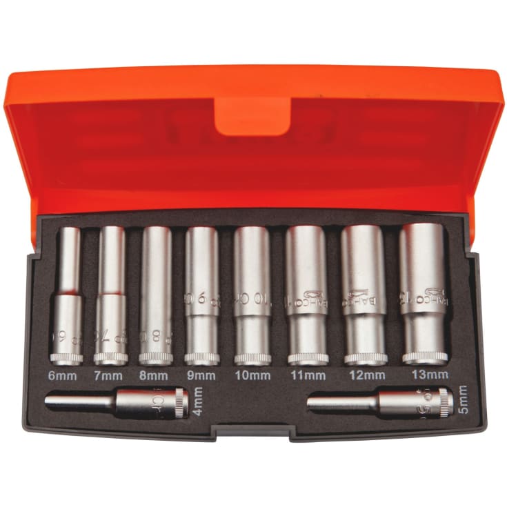 Bahco topsæt 1/4” lange, S0810L, 10 dele