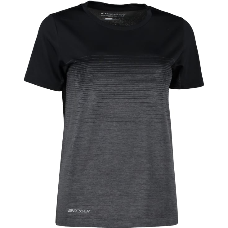 Geyser dame sømløs stribet T-shirt, G11024, sort, str. 2XL