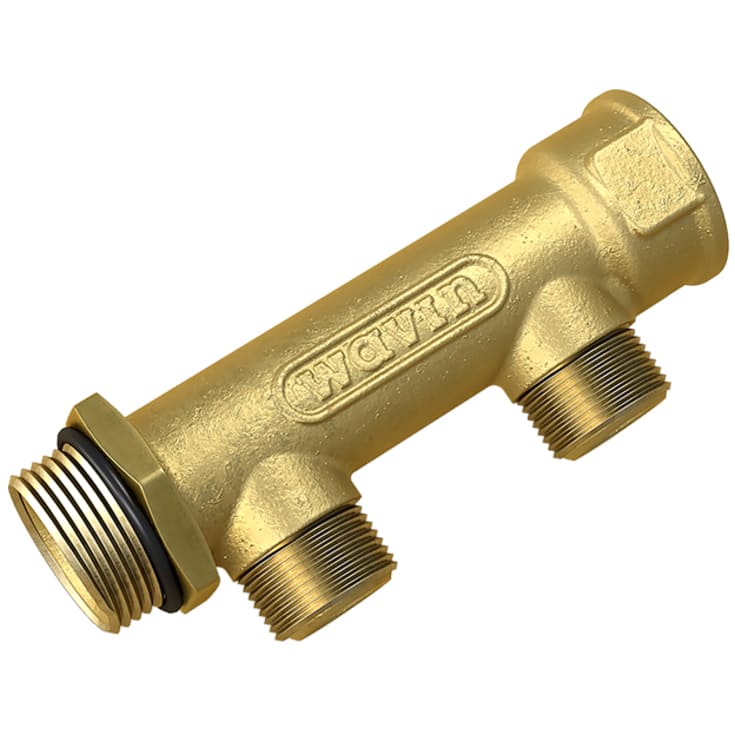 Wavin fordelerrør 3/4", fast muffe, 2 afgreninger 1/2"