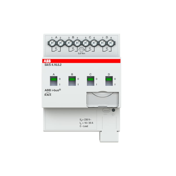 KNX SA/S4.16.5.2 Kontaktaktuator, man. betjening, AC1 20A, AC3 16A